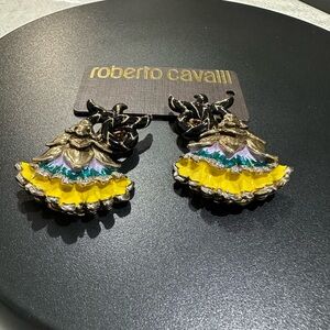 🆕 🦋 Roberto Cavalli 💫 ClipOn & Post Gorgeous Enamel Earrings